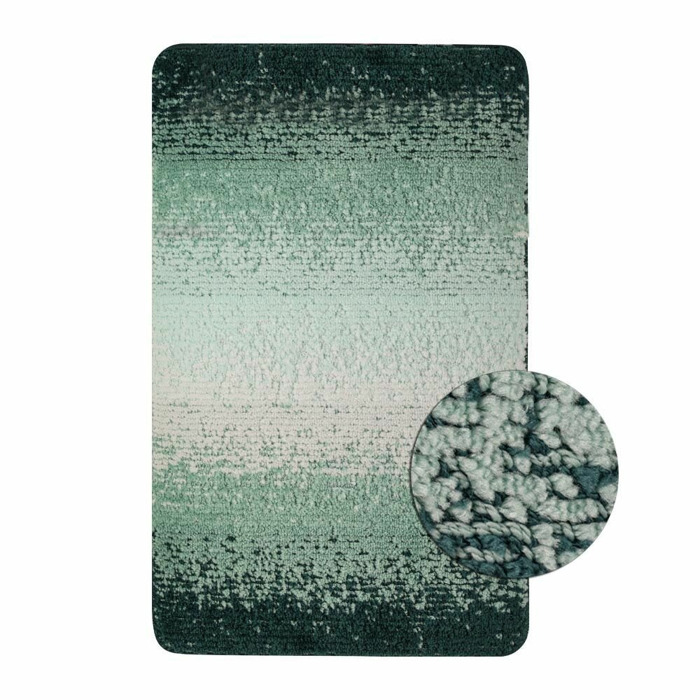 Коврик в ванную санакс 02214 SILVER одинарный бирюза переход 500х800 мм 100 % полиэстер