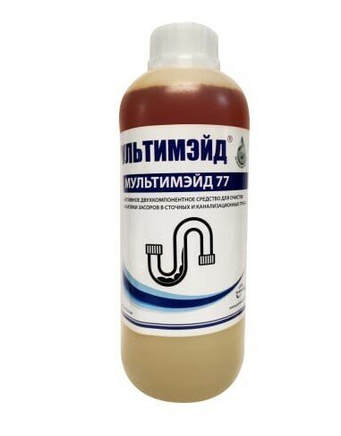 фото Мультимэйд 77. Средство для прочистки канал. труб и сложных засоров, двухфазное, 1л, 4607002302802