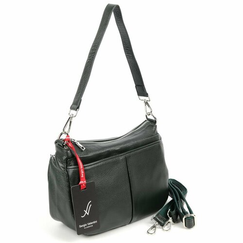 Сумка мессенджер Sergio Valentini, фактура гладкая, зеленый