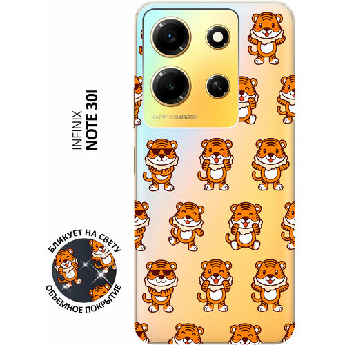 Силиконовый чехол с принтом Tigers Pattern для Infinix Note 30i / Инфиникс Ноут 30ай матовый чехол controller pattern для infinix note 30i инфиникс ноут 30ай с 3d эффектом черный