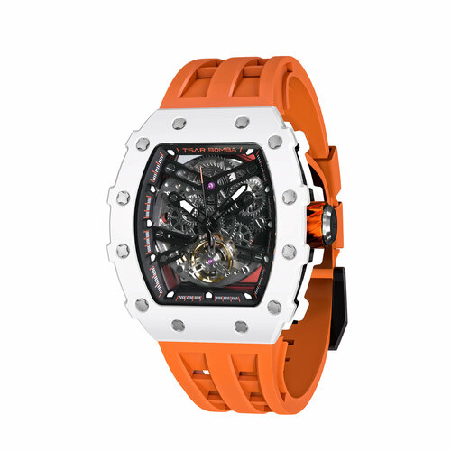 Наручные часы TSAR BOMBA, оранжевый tsar bomba men carbon fiber watch miyota 8s20 movement 50m waterproof automatic wristwatch luxury mechanical male white clock