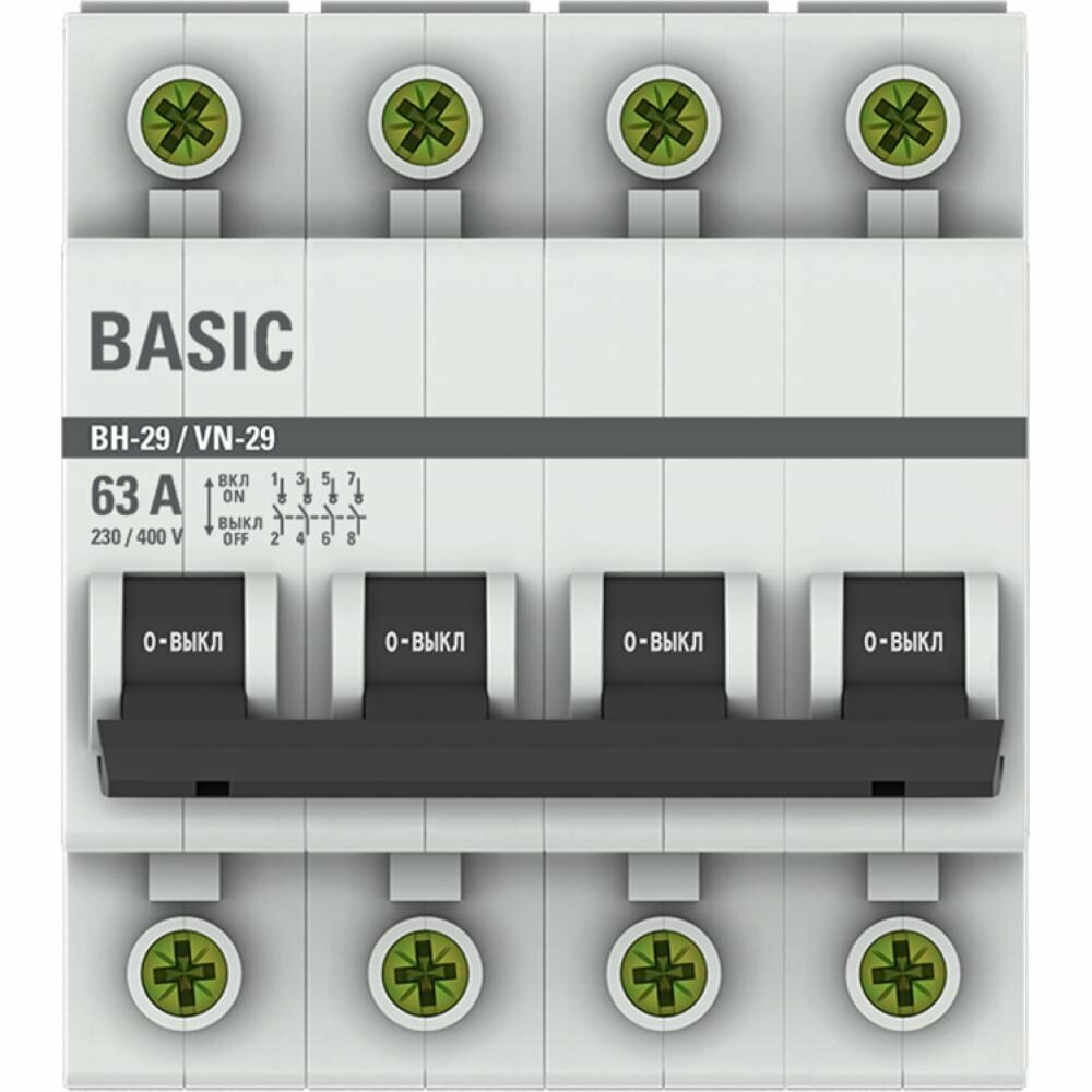 EKF Выключатель нагрузки 4P 63А ВН-29 Basic SL29-4-63-bas