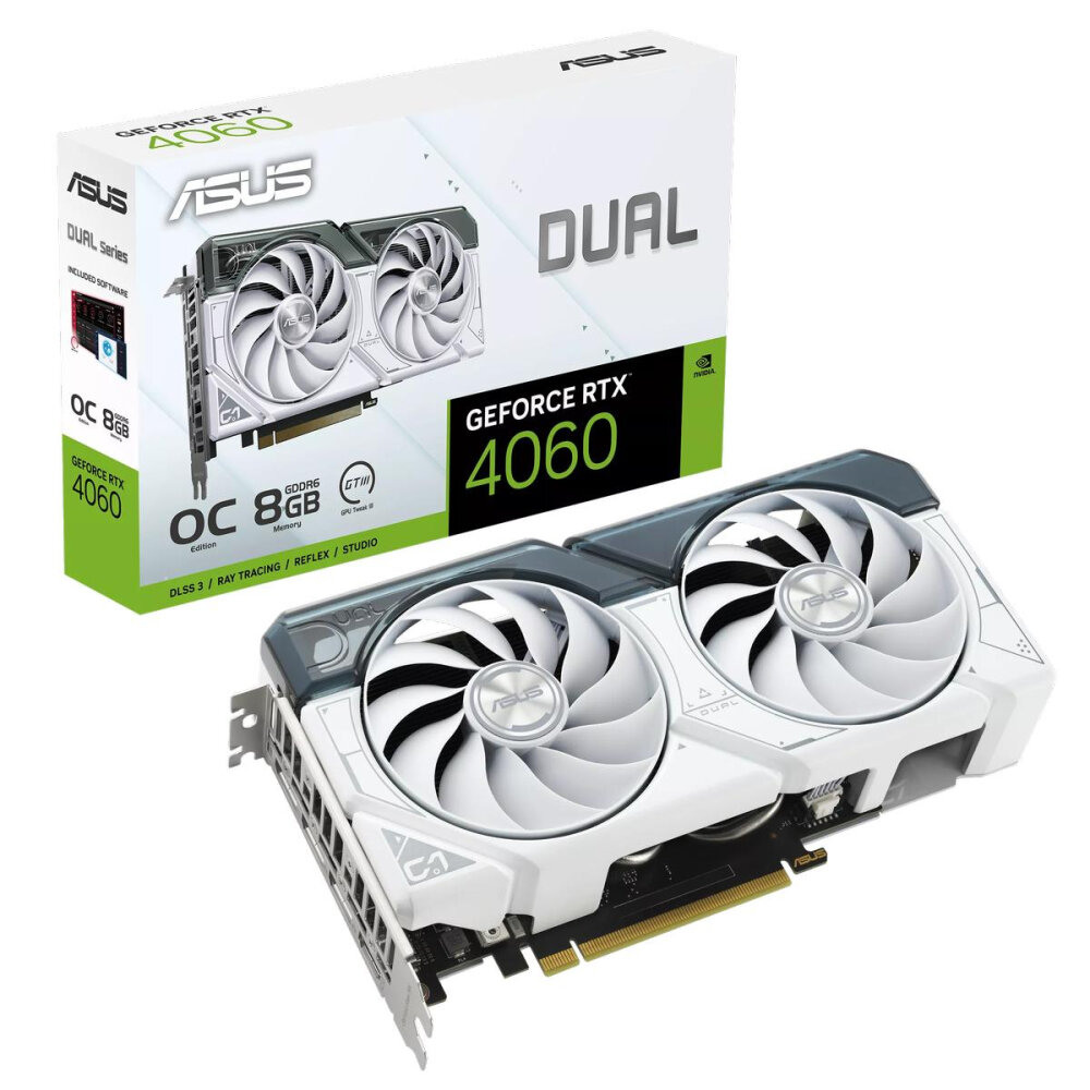 Видеокарта Asus PCI-E 4.0 GeForce RTX 4060 8192Mb 128 GDDR6 DUAL-RTX4060-O8G-WHITE