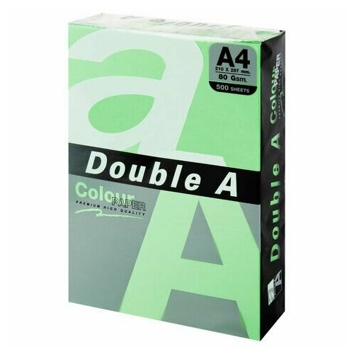 Бумага цветная DOUBLE A, А4, 80 г/м2, 500 л, пастель, зеленая