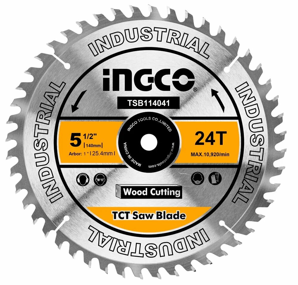 Диск пильный по дереву TCT 140х25.4мм 24Т INGCO TSB114041 Industrial