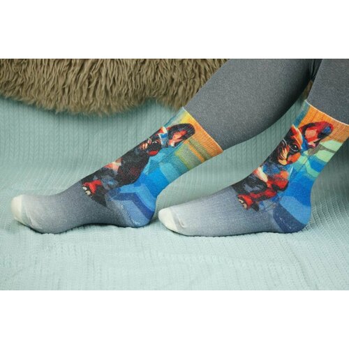 фото Носки шерстянки базовая коллекция, размер 42/45, оранжевый, синий, белый, коричневый