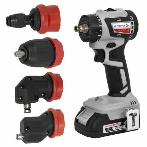 Дрель-шуруповерт аккумуляторная ИНТЕРСКОЛ Комби ДА-1318В кейс в комплекте 15560₽