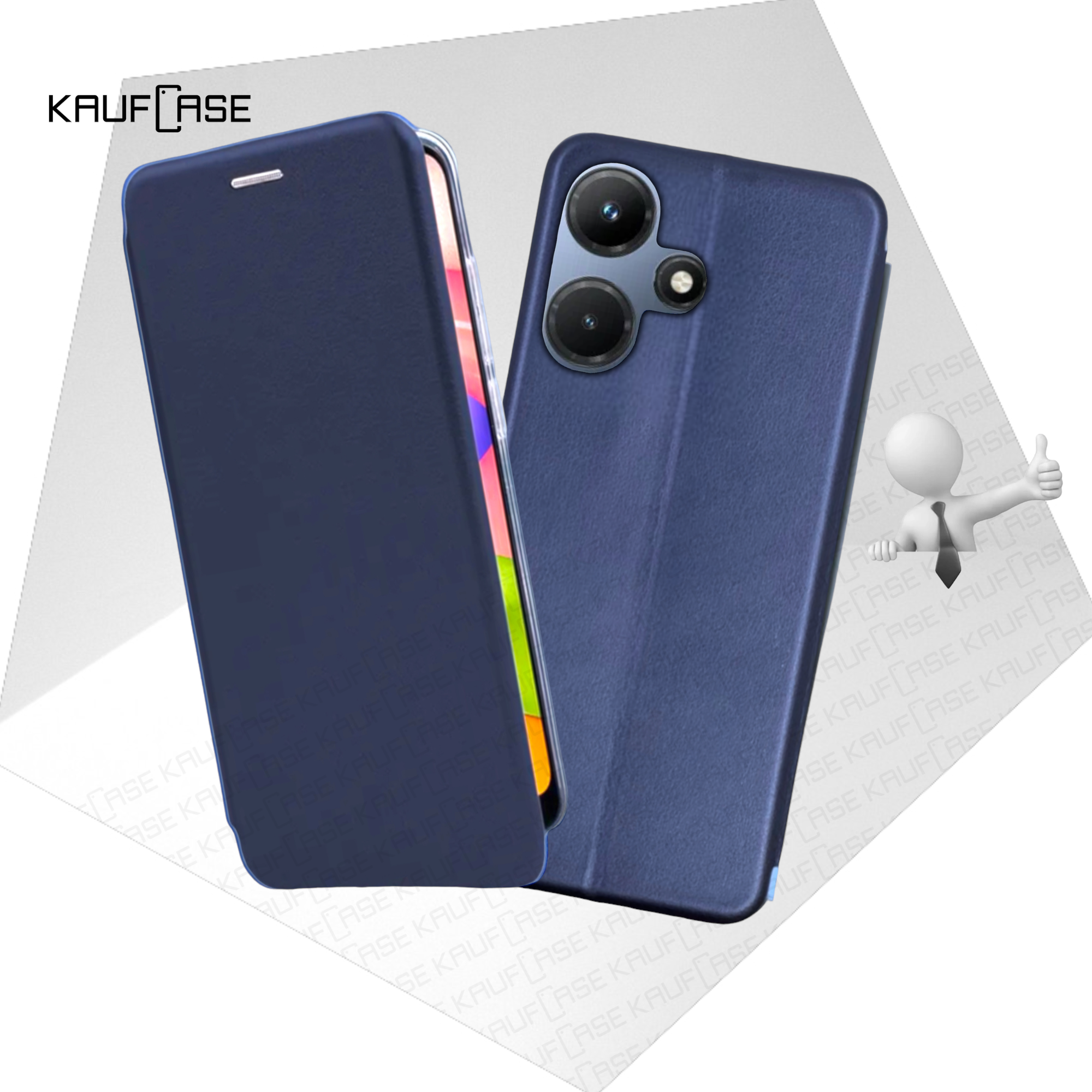 Чехол книжка для телефона Infinix Hot 30 Play NFC (X6835B) (6.82"), темно-синий. Текстура под кожу
