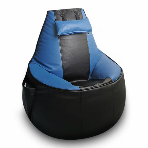 Bean Joy кресло-мешок игровое кресло Геймер, размер ХXXХL, экокожа, черно-синее
