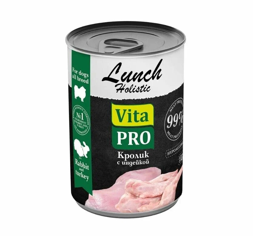 Влажный корм VITA PRO LUNCH для собак кролик с индейкой 400 г