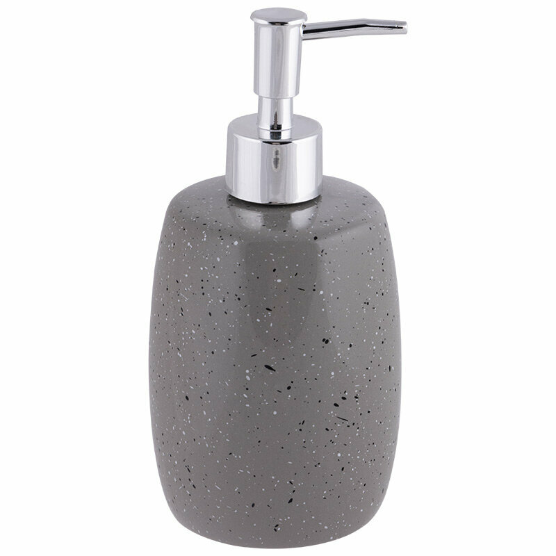 фото Дозатор для жидкого мыла из керамики объем: 470 мл , цвет : серый