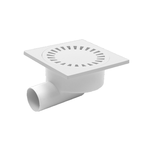 Трап горизонтальный угловой с гидрозатвором поплавком решетка из пластика для внутренней канализации полипропилен PP-R 150150х50 белый RTP 368₽