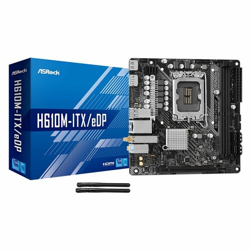 Материнская плата ASRock H610M-ITXEDP LGA 1700 Intel H610 DDR4 HDMI DisplayPort WiFI Bluetooth Mini-ITX 1741000₽