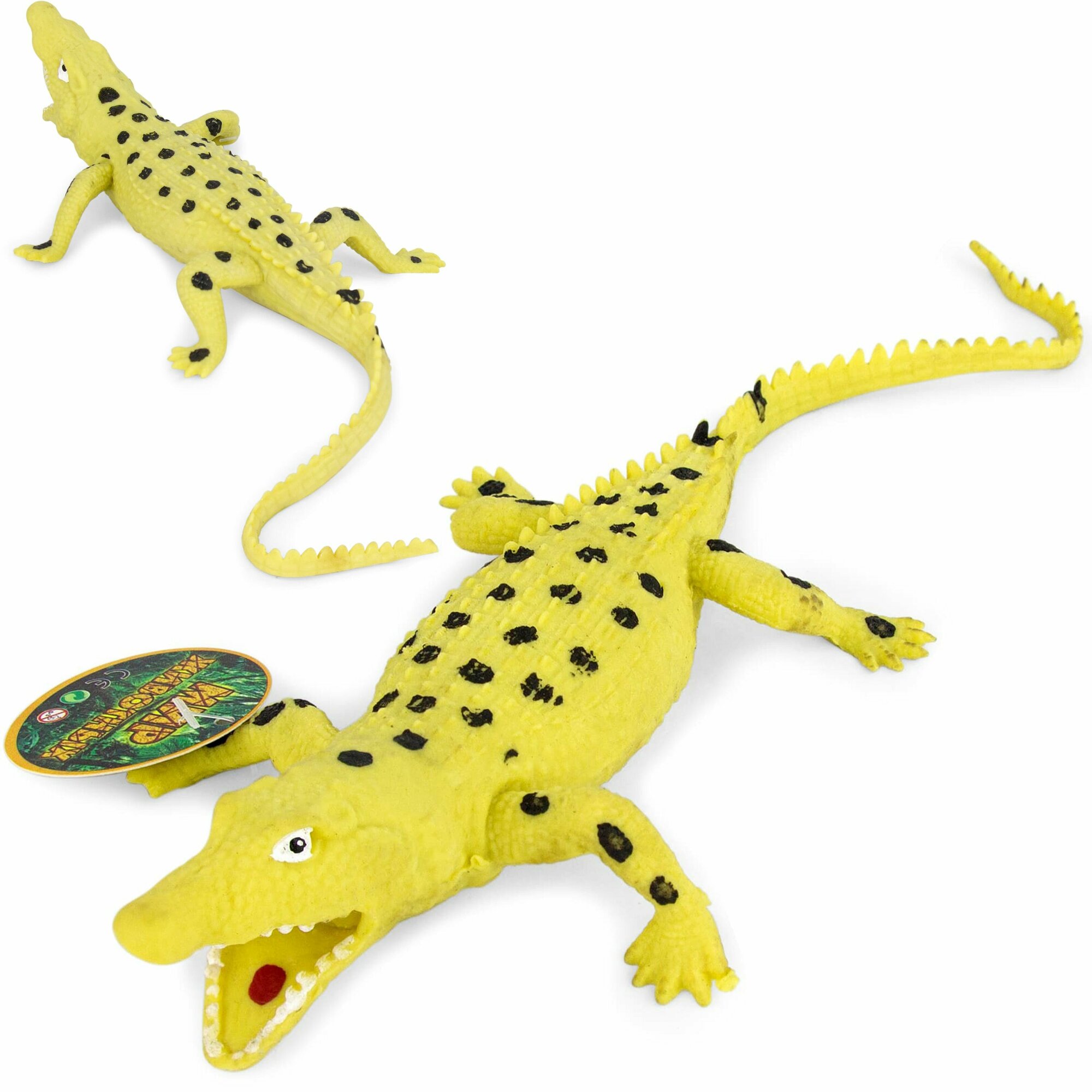 Фигурка-тянучка антистресс Гребнистый крокодил 27 см. / Желтый