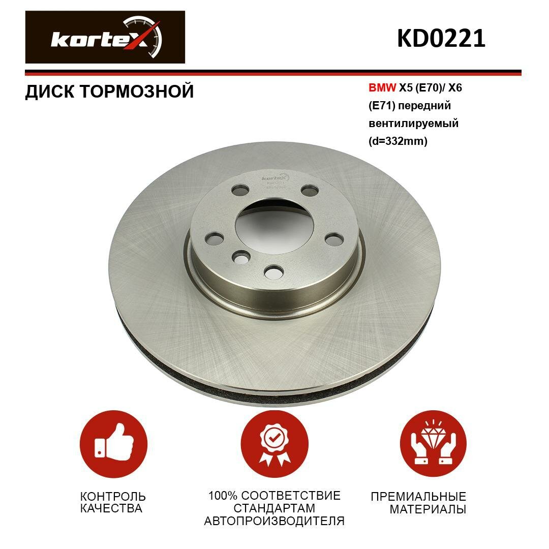 Тормозной диск Kortex для Bmw X5 (E70) / X6 (E71) перед. вент.(d-332mm) OEM 34116771985, 34116793245, 34116868939, 92160803, DF4852S, KD0221