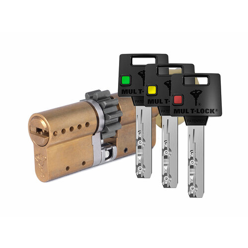 Цилиндр Mul-t-Lock MTL400 Светофор ключ-вертушка (размер 50х31 мм) - Латунь, Шестеренка