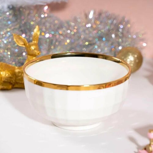 Новогодний фарфоровый салатник Белый Пиала Боул Глубокая тарелка Бульонница Поке