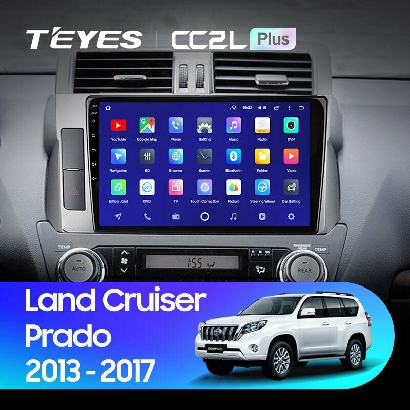 Магнитола Toyota Land Cruiser Prado 150 2013-2017 Teyes CC2L+ 1/16GB Тиайс, штатная магнитола, 4-x ядерный процессор, IPS экран, Wi-Fi, 2 DIN