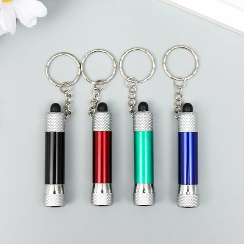 фото Фонарик 3 светодиода на кольце микс 11х1,5 см россия