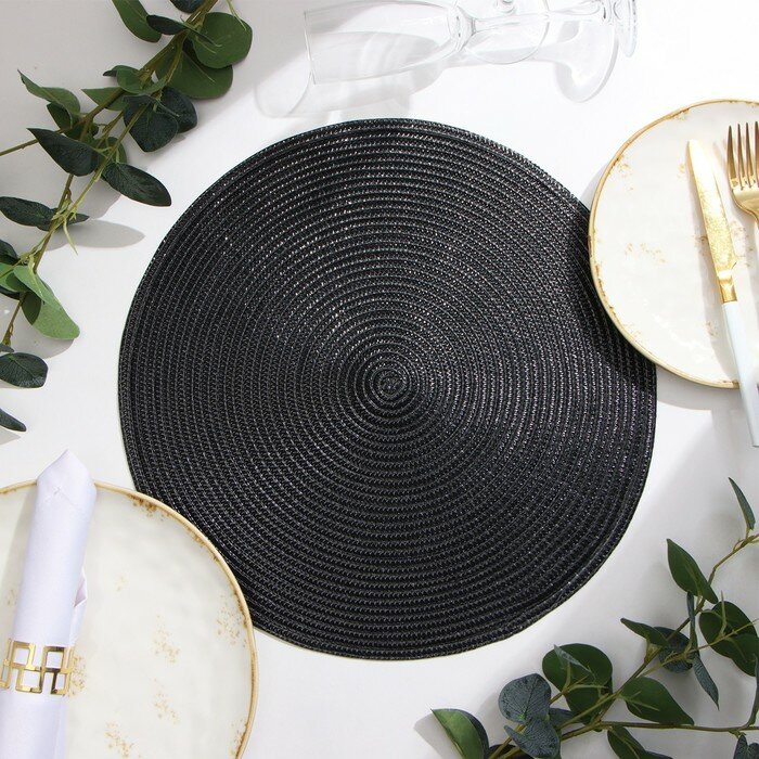 фото Салфетка сервировочная Доляна цв. черный, d 38 см