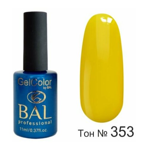 BAL Gel Color №353 Гель-лак каучуковый Ярко- лимонный 11 мл bal gel color 335 гель лак каучуковый лимонный 11 мл