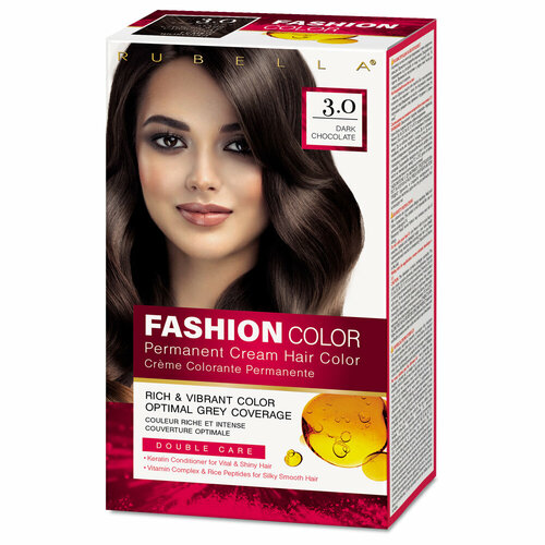 rubella fashion color краска для волос тон 7 5 copper red 50мл RUBELLA Fashion Color Краска для волос тон 3.0 Dark Chocolate 50мл