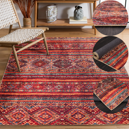 Ковер DivaHome 2х2,9м, односторонний, турецкий килим фиолетовый, красный, коричневый, синий