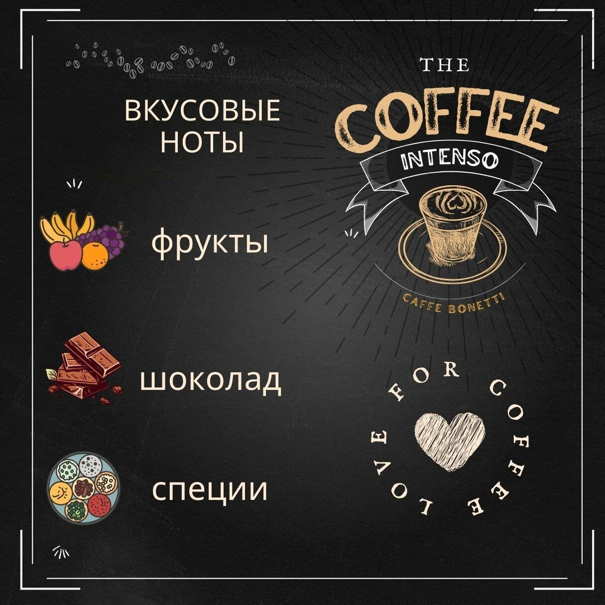 Кофе молотый Caffe BONETTI INTENSO, 30% арабика, 70% робуста, 250 грамм