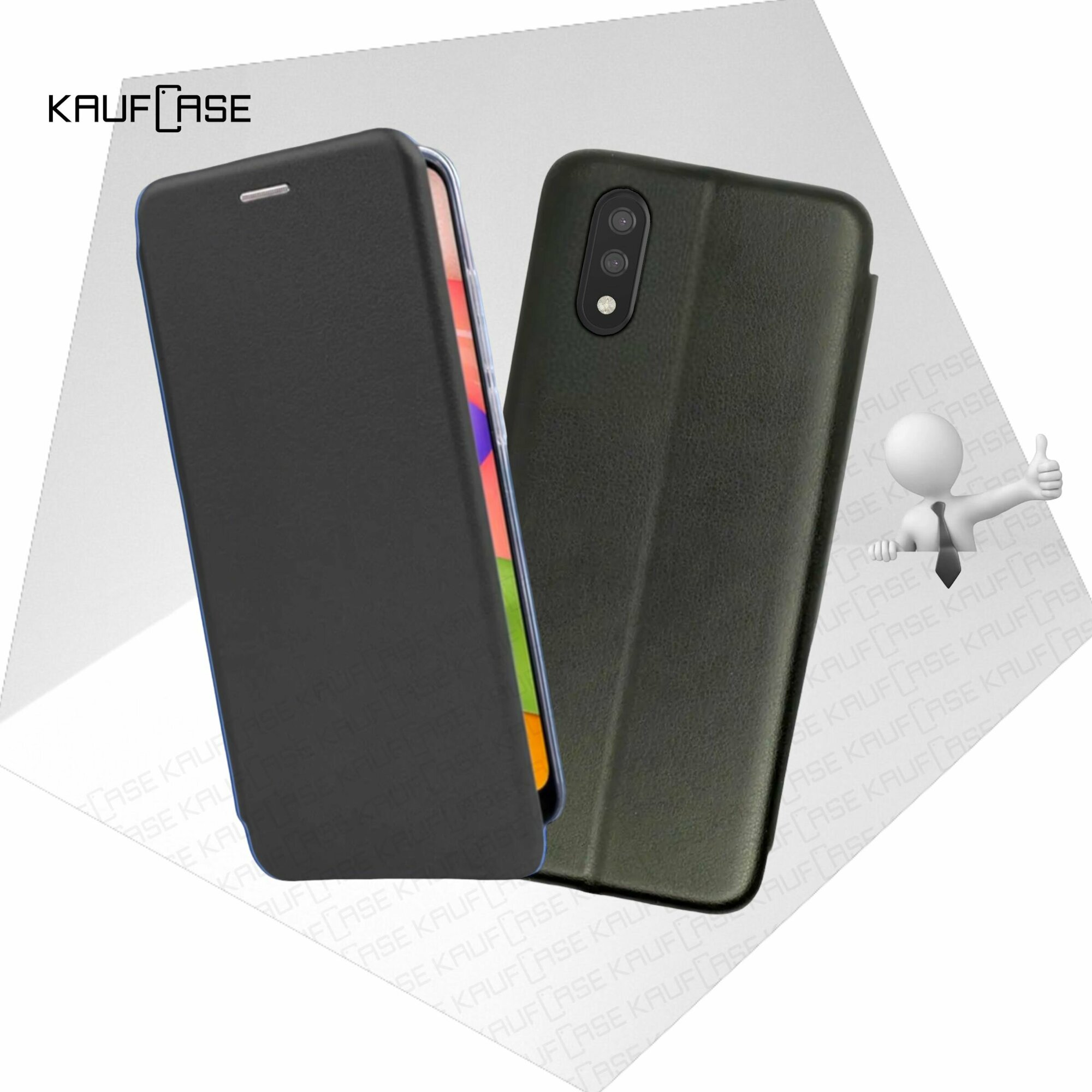 Чехол книжка KaufCase для телефона Samsung A01 /M01 (A015 /M015) (5.7"), черный. Трансфомер