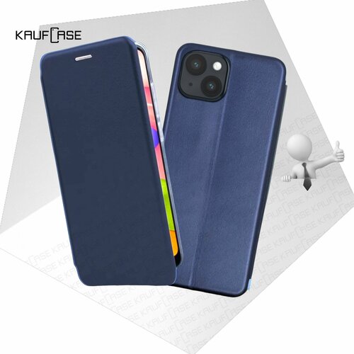 Чехол книжка KaufCase для телефона Apple iPhone 15 Plus (6.7), темно-синий. Трансфомер чехол книжка kaufcase для телефона apple iphone 13 pro 6 1 темно синий трансфомер