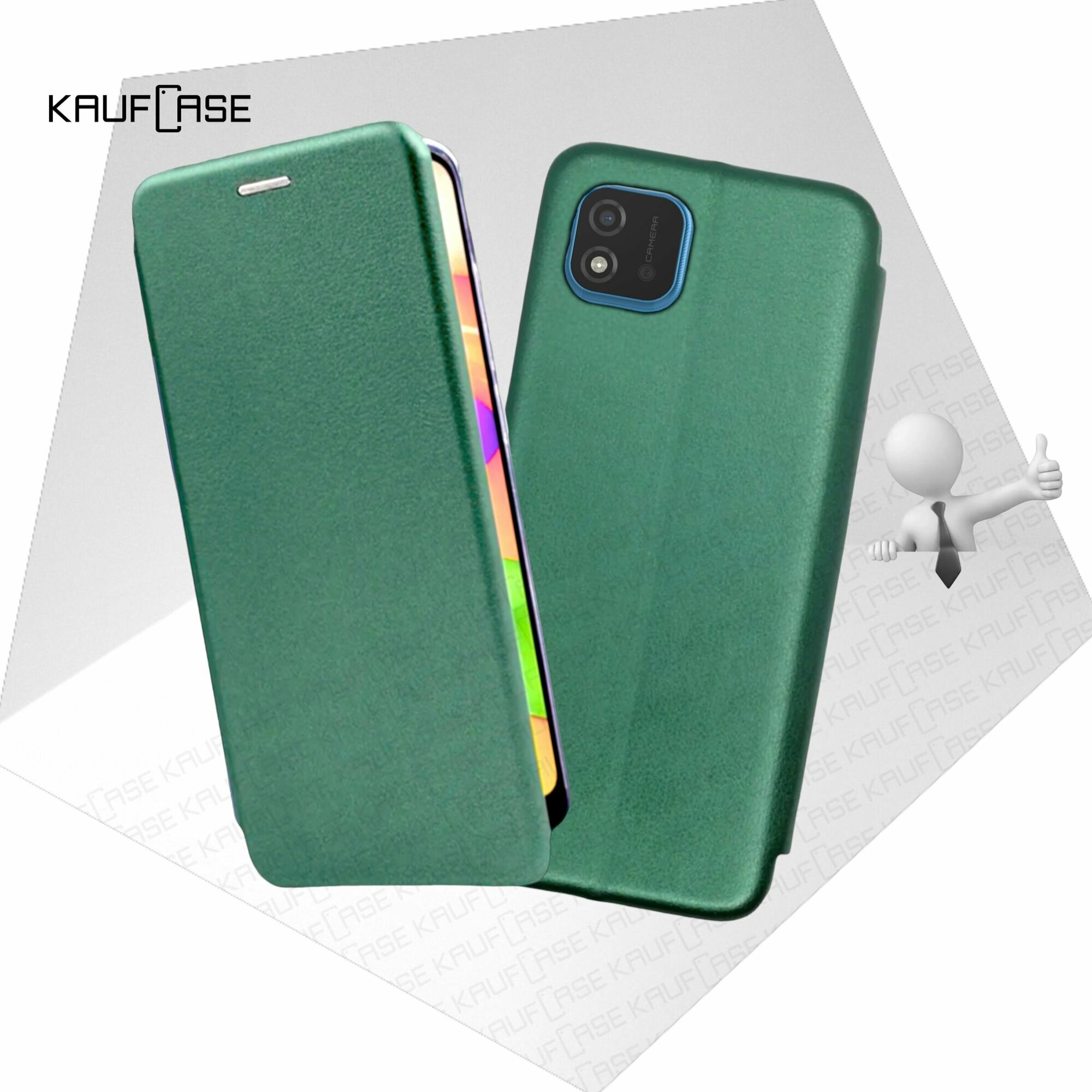 Чехол книжка KaufCase для телефона Realme C11 (2021) /C20 (RMX3231/ 3061) (6.52"), темно-зеленый. Трансфомер