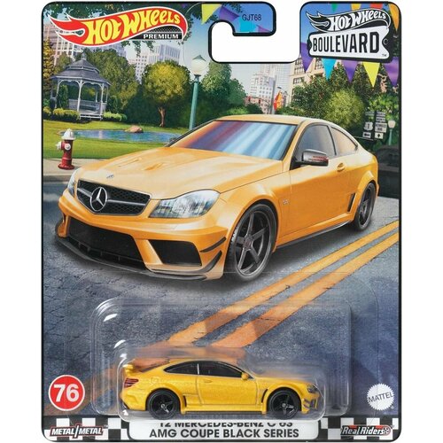 Коллекционная Premium машинка Hot Wheels '12 Mercedes-Benz C 63 AMG Coupe Black Series (коллекция Boulevard 2023, #76)