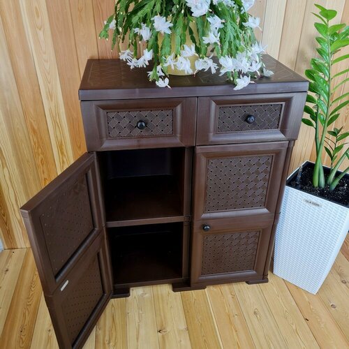 Шкаф пластиковый с ящиками УЮТ комбинированный усиленный всепогодный Цвет Коричневый Арт Э-118-Д 18980₽