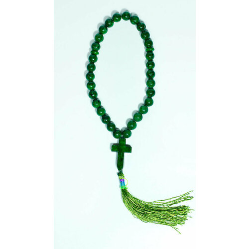 Славянский оберег, четки, змеевик, 1 шт., размер 18 см, зеленый