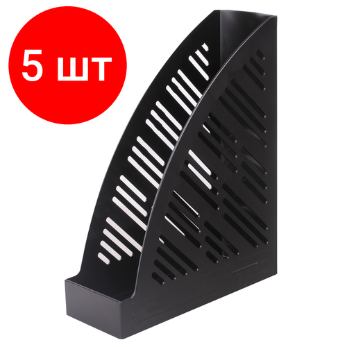 Комплект 5 шт, Лоток вертикальный для бумаг BRAUBERG Standard+, 250х90х300 мм, черный, 237224