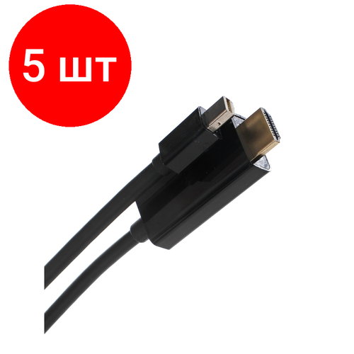 Комплект 5 штук, Кабель Mini DisplayPort - HDMI, M/M, 1.8 м, VCOM, CG695-B кабель vcom mini displayport display port cg681 1 8 м 1 шт белый
