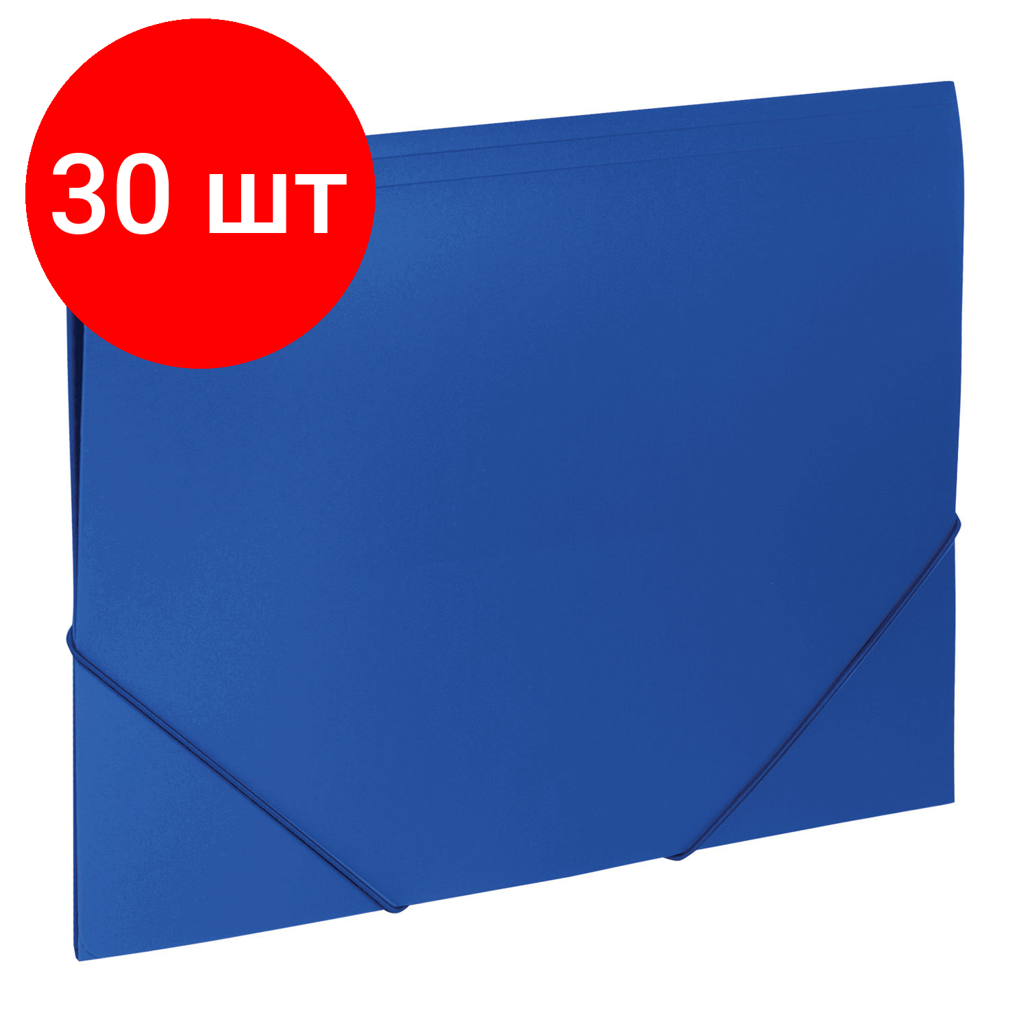 Комплект 30 шт, Папка на резинках BRAUBERG "Office", синяя, до 300 листов, 500 мкм, 227712