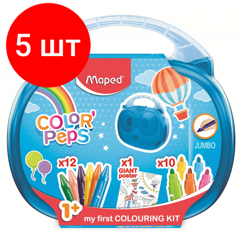 Комплект 5 наб, Набор для рисования Maped COLOR'PEPS JUMBO: раскрас, мел12цв, флом12цв,897416