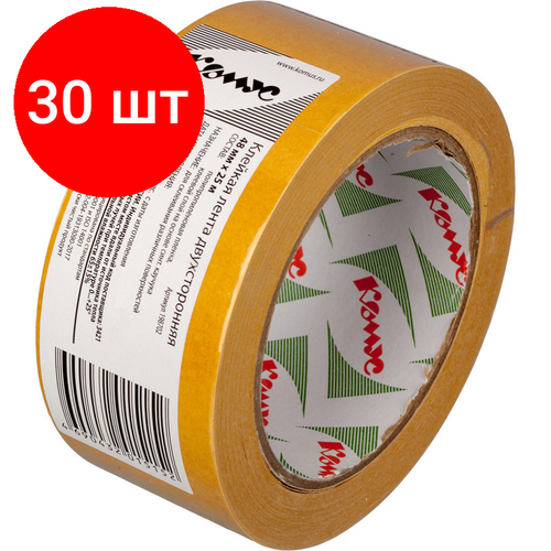 Комплект 30 штук, Клейкая лента двусторонняя Комус 48мм х 25м, полипропилен комплект 30 штук клейкая лента двусторонняя комус 48мм х 25м полипропилен