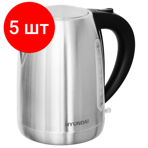Комплект 5 штук Чайник Hyundai HYK-S2014 17л 2200Вт серебристыйчерный нержавеющ сталь 1442000₽