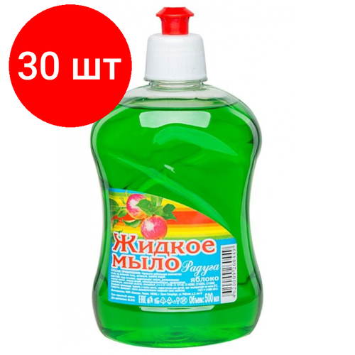 Комплект 30 штук, Мыло жидкое радуга Яблоко 500мл с пуш- пуллом