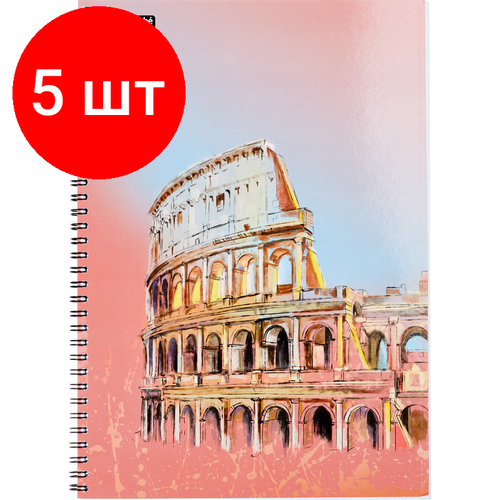 Комплект 5 штук, Бизнес-тетрадь А4.96л, кл, греб, ламин. обл. Attache Selection Travel Italy бабочка shop italy широкий в клетку для мужчин черный