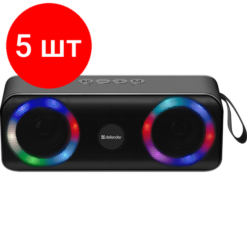 Комплект 5 штук, Акустическая система Defender Q1 10Вт, Light/BT/FM/USB/TF/AUX