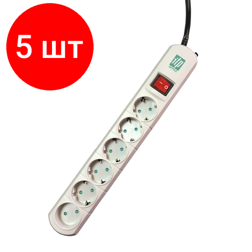 Комплект 5 штук, Сетевой фильтр ITP Office 5м (6/5м/10А/900Дж/серый)
