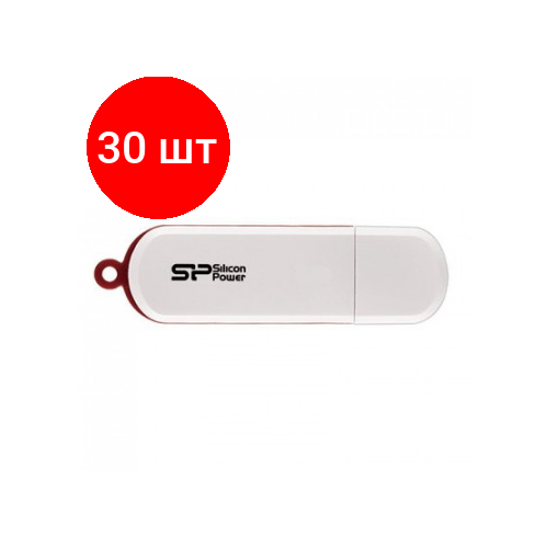 Комплект 30 штук, Флеш-память Silicon Power LuxMini 320, 8Gb, USB 2.0, бел, SP008GBUF2320V1W