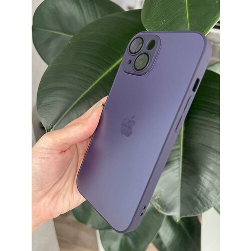 Чехол матовый AG Glass IPhone 15 Logo Фиолетовый c защитой на линзах