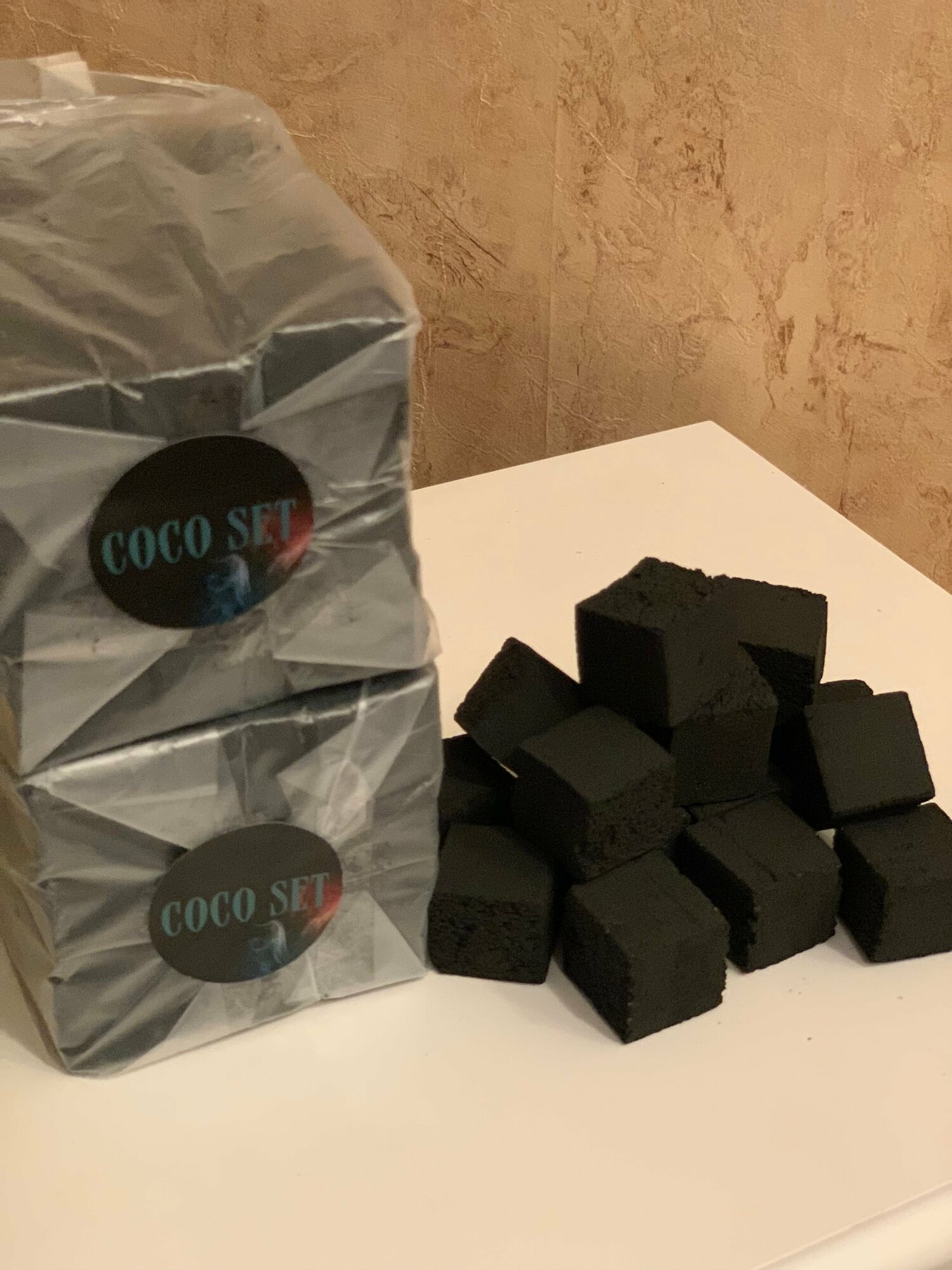 Кокосовый уголь COCO SET Без картонной упаковки 72 шт 1 кг  25 мм
