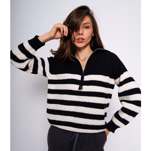 Свитер DommoD, размер 44-48, черный, белый свитер dommod размер 44 50 белый