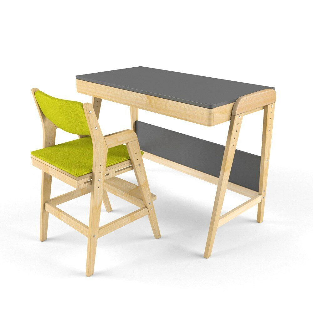 фото Комплект растущий стол и стул с чехлом 38 попугаев "Вуди" (Серый, Без покрытия, Грин)