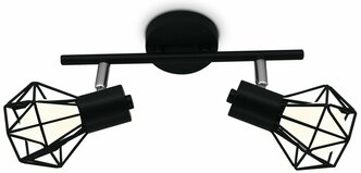 Настенно-потолочный спот в стиле лофт, черный/хром E27*2 max 40W 260*91*175
